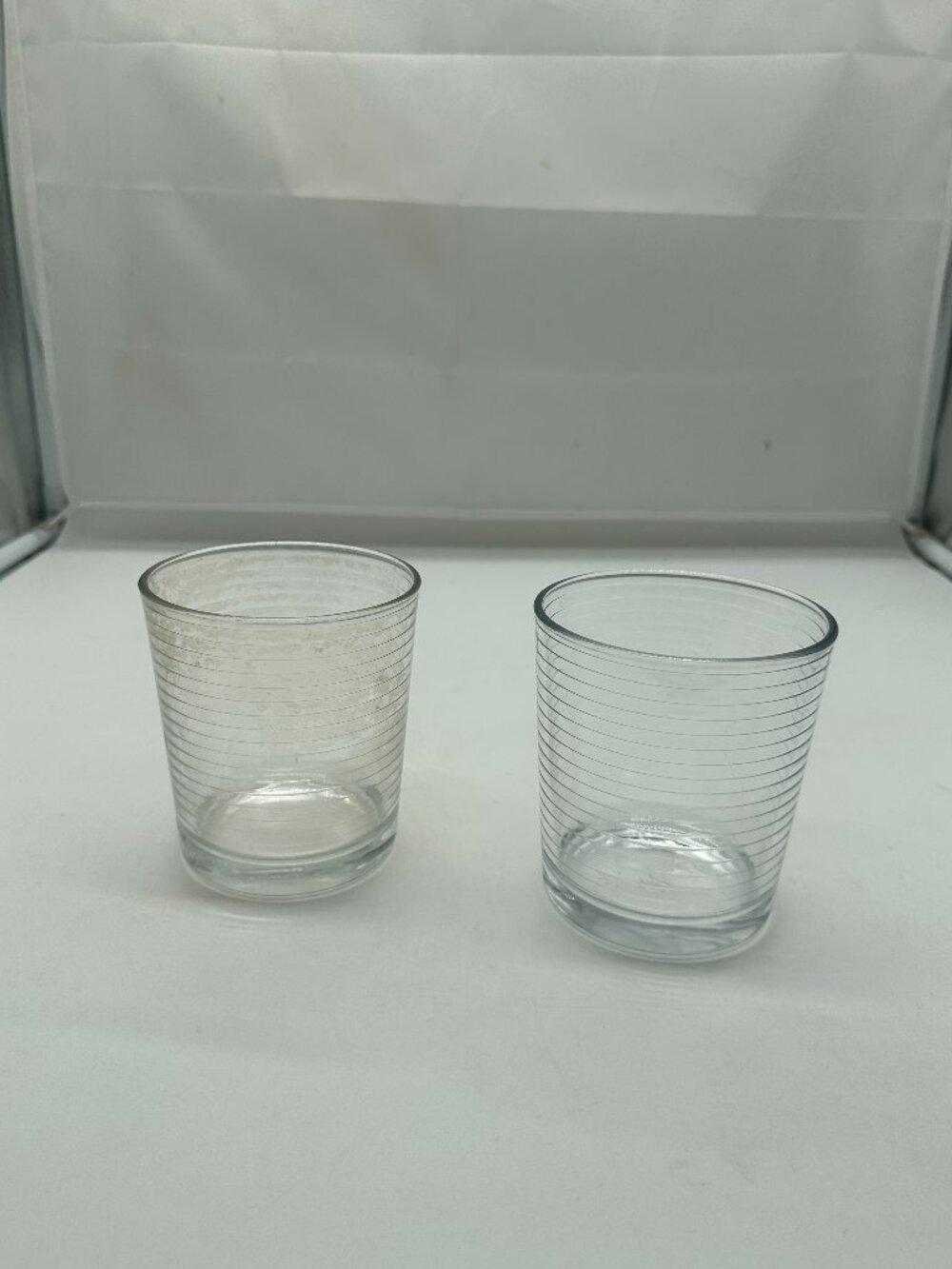 Vintage Set of 2 Pasabahce Doro Double Old Fashioned Glasses Textured Clear  4"
